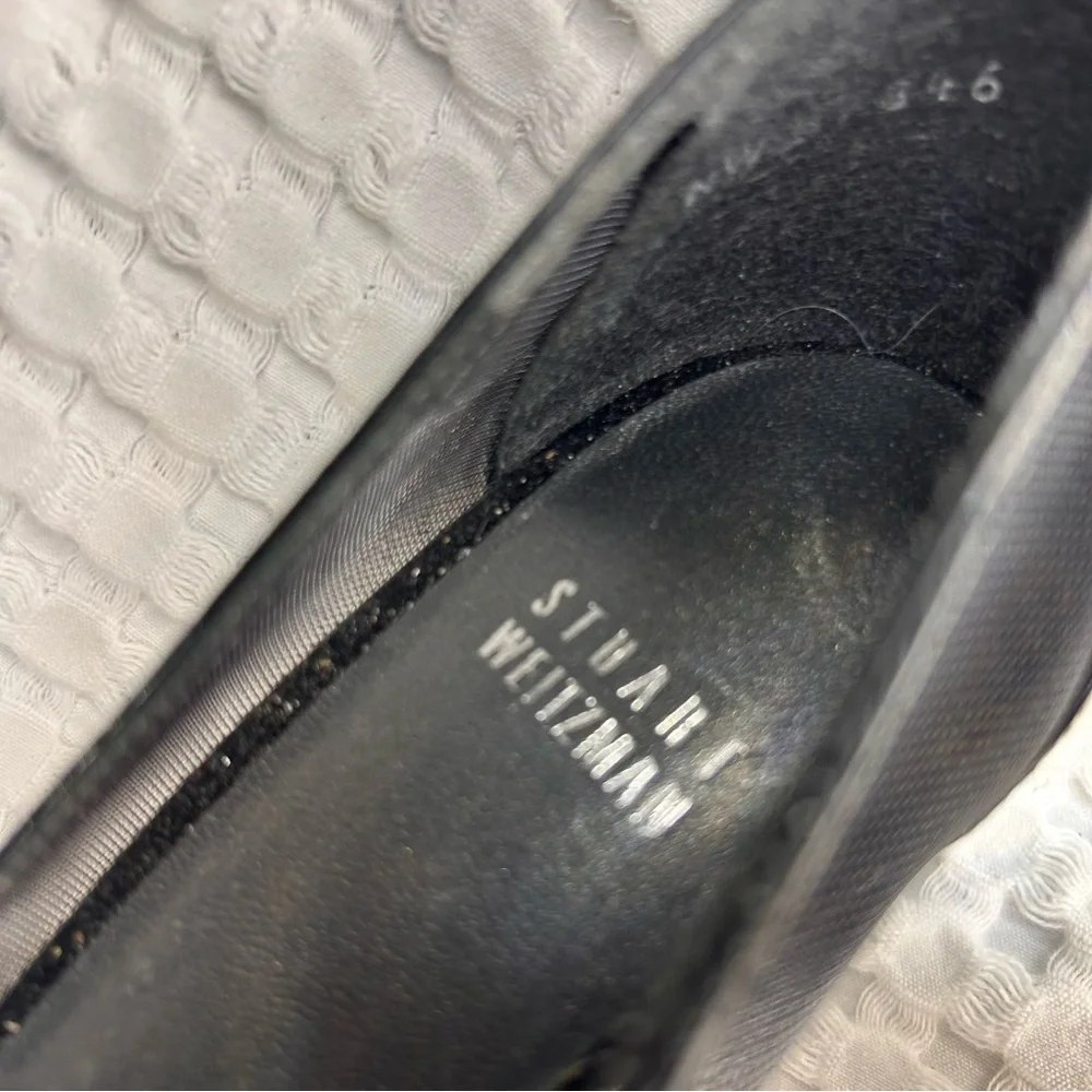 Stuart Weitzman Black Mesh & Patent Leather‎ Peep Toe Heels | Size 8.5